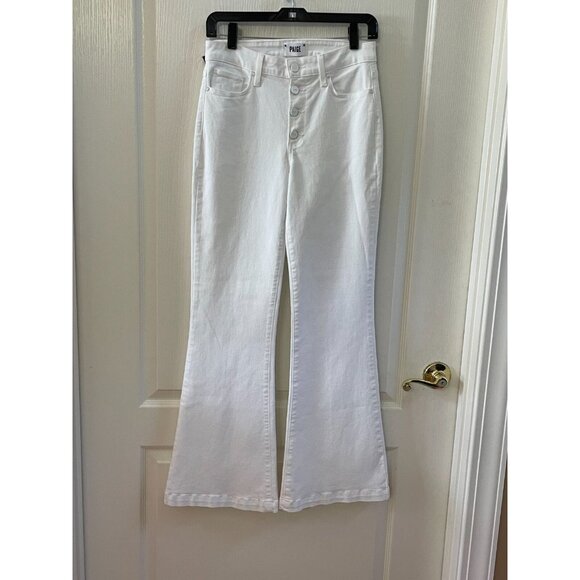 Paige Pants - Paige Jeans Women Petite 27 Crisp White Denim Genevieve High Rise Flare Boot